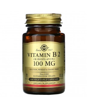 Solgar, витамин B2 (рибофлавин) 100 мг, 100 вегетарианских капсул